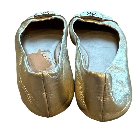 Coach London Metallic Gold Leather Flats - Size 10 - Picture 5 of 7